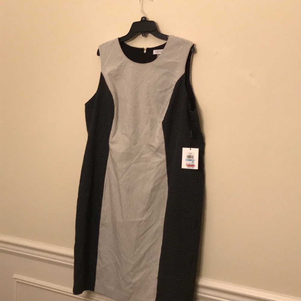 NWT Calvin Klein black /white polka dot dress 20w